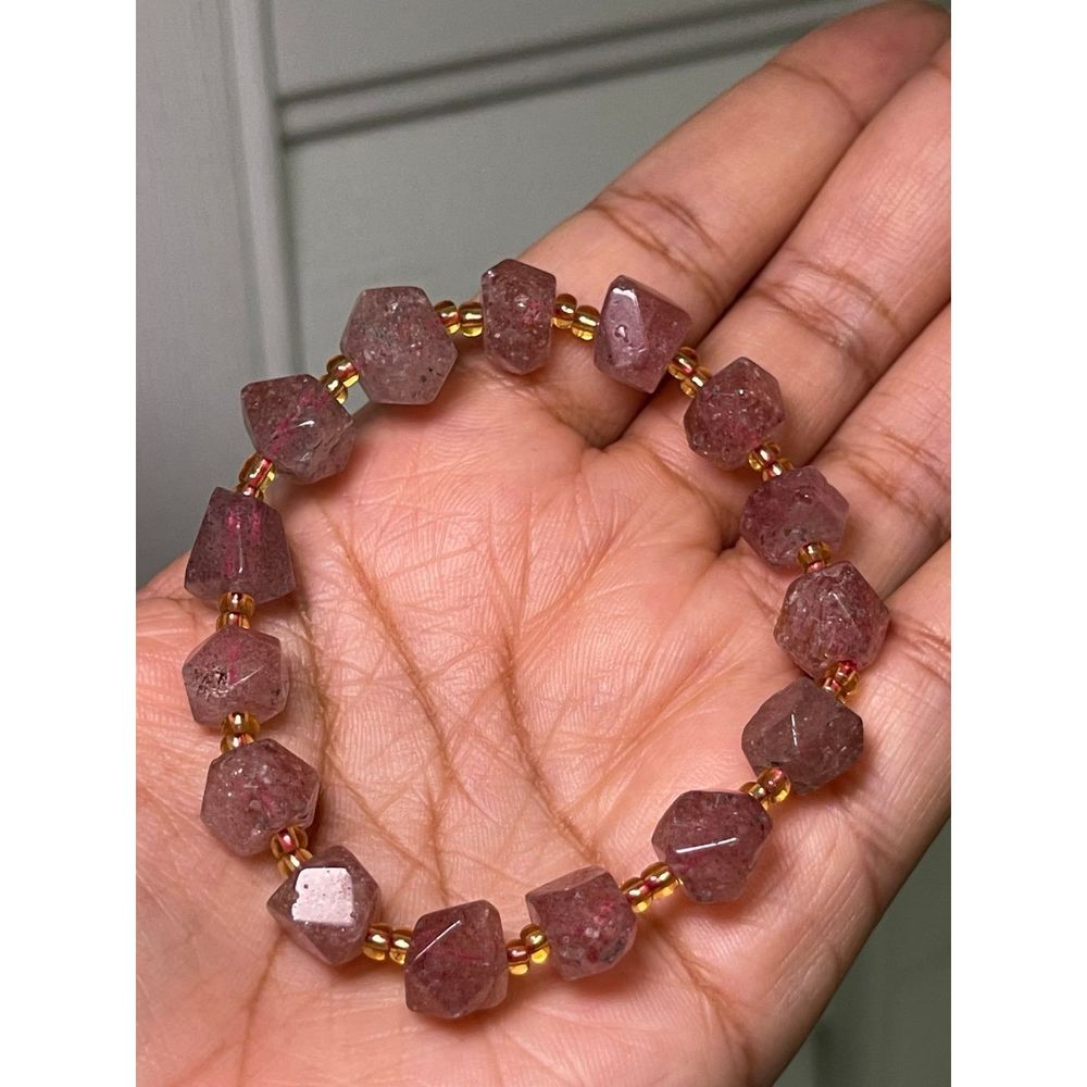 Strawberry Quartz Gemstone Crystal Bracelet